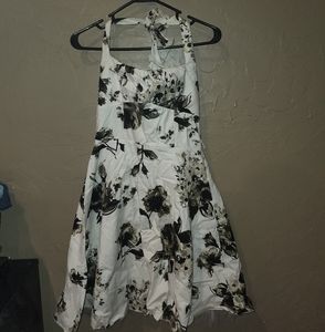 Black/white/gray halter dress